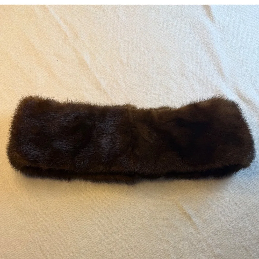 Vtg‎ Genuine Mink Fur Collar Mahogany Brown Detachable Wrap Scarf Trim Accessory
